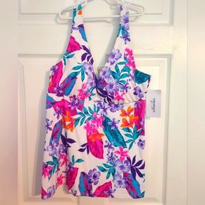 NWT Bright & Beautiful Swimsuits For All Tankini Top